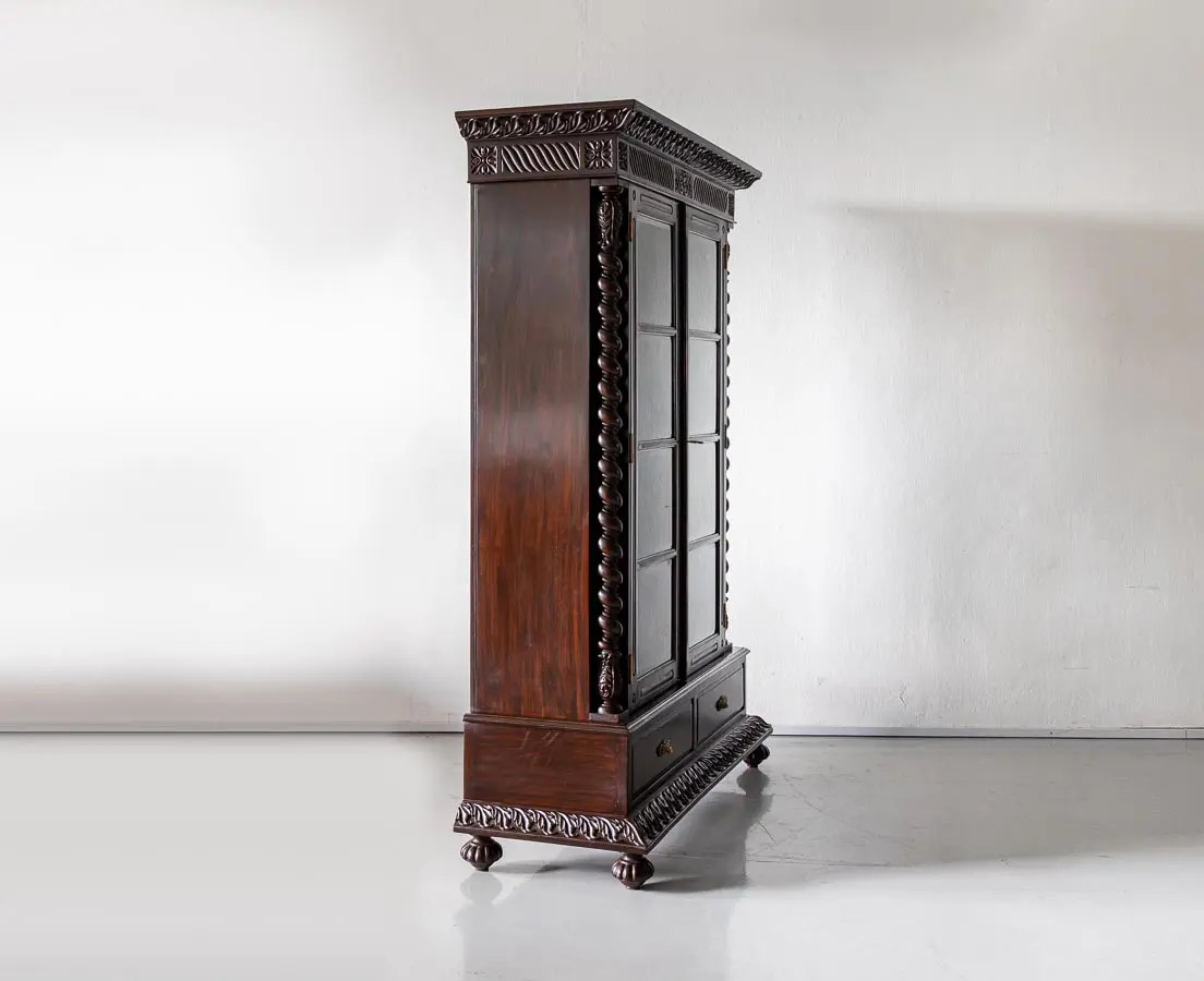 Antique Rosewood Glass Front Cabinet - The Past Perfect Collection - Singapore