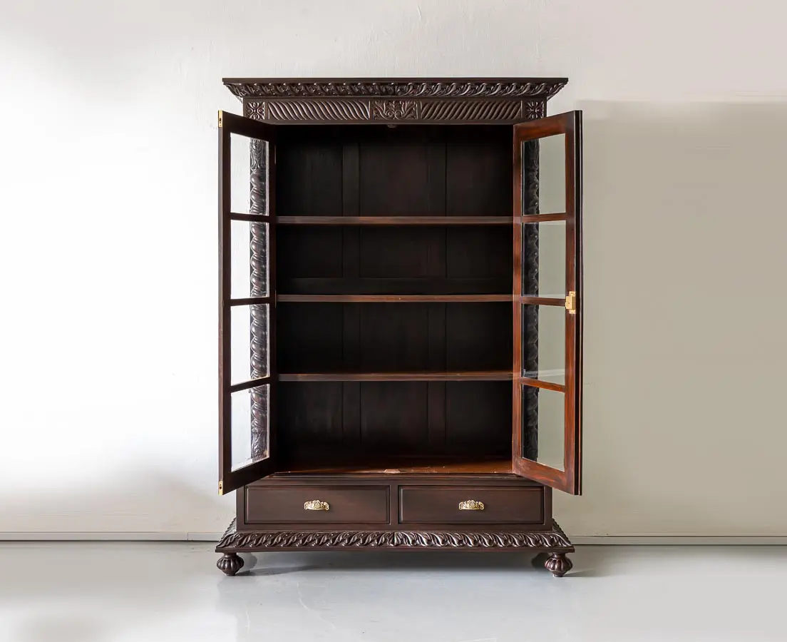 Antique Rosewood Glass Front Cabinet - The Past Perfect Collection - Singapore