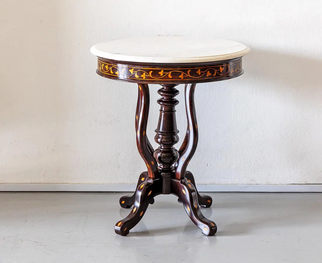 Antique Side Tables - Portuguese Colonial Rosewood Marble Top Table - The Past Perfect Collection - Singapore
