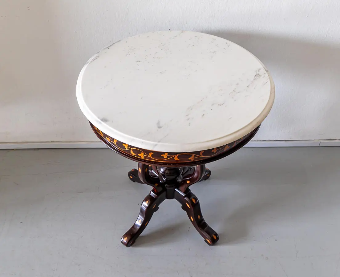 Antique Side Tables - Portuguese Colonial Rosewood Marble Top Table - The Past Perfect Collection - Singapore