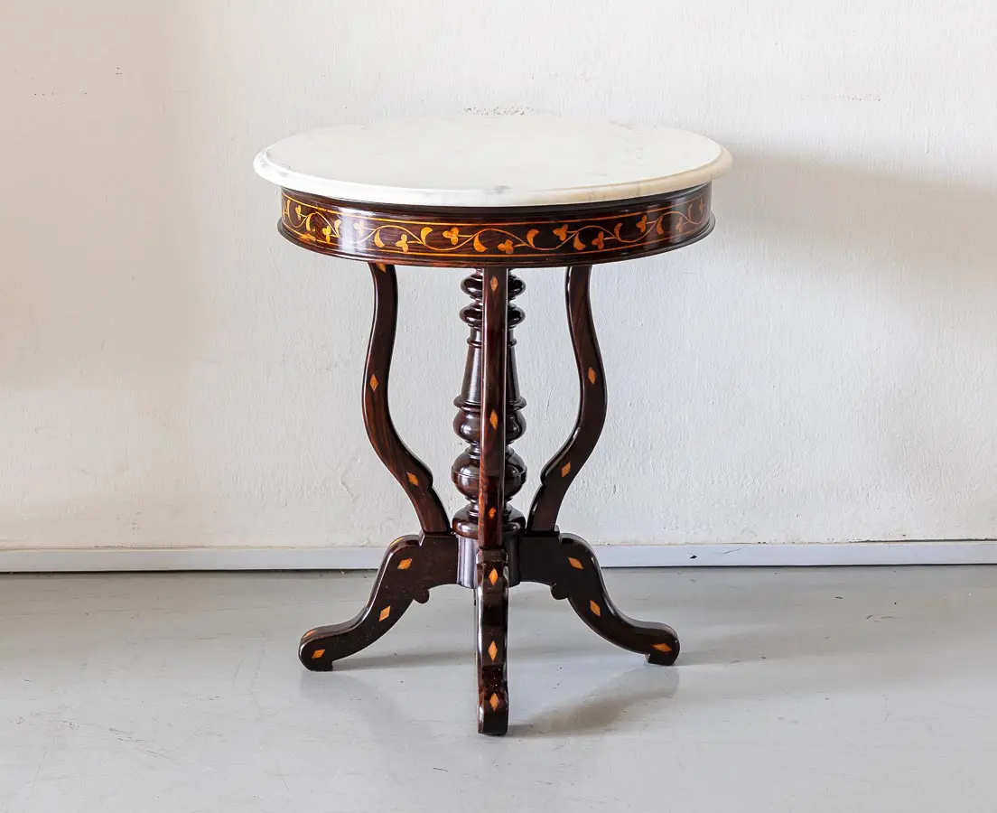 Antique Side Tables - Portuguese Colonial Rosewood Marble Top Table - The Past Perfect Collection - Singapore