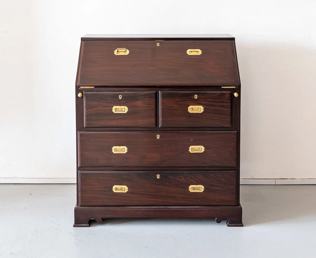 British Colonial Rosewood Drop Front Bureau - The Past Perfect Collection - Singapore