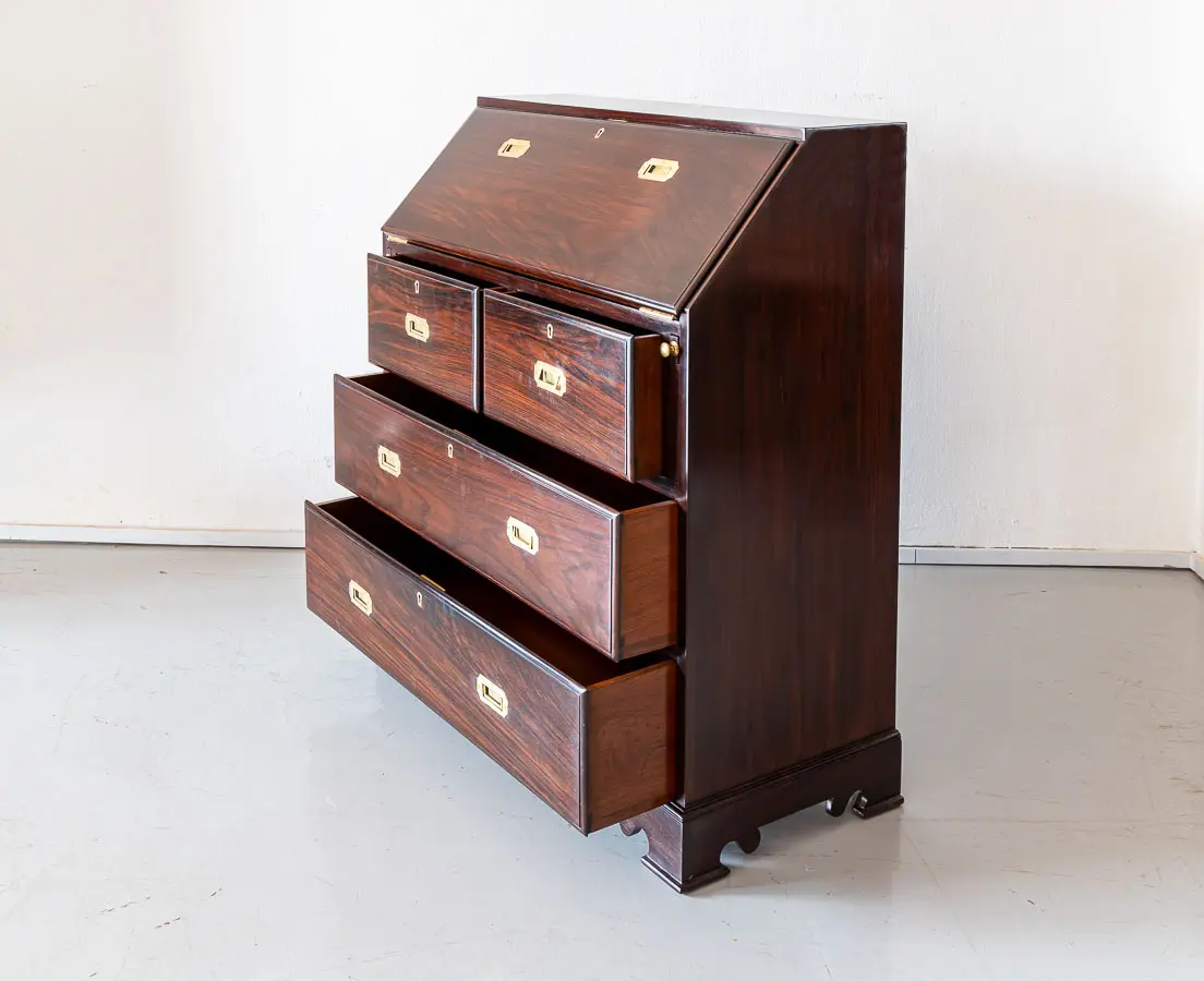 British Colonial Rosewood Drop Front Bureau - The Past Perfect Collection - Singapore