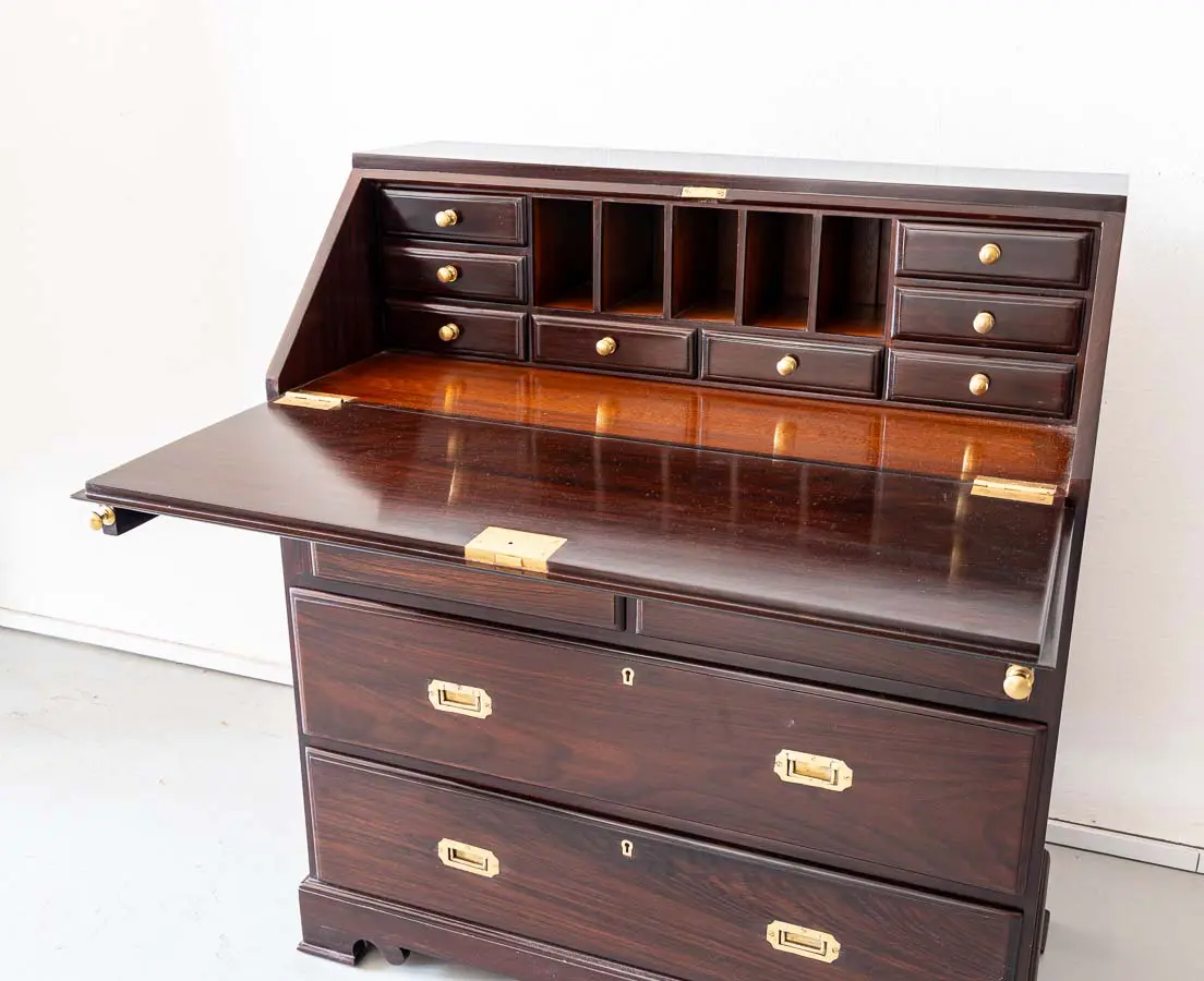 British Colonial Rosewood Drop Front Bureau - The Past Perfect Collection - Singapore