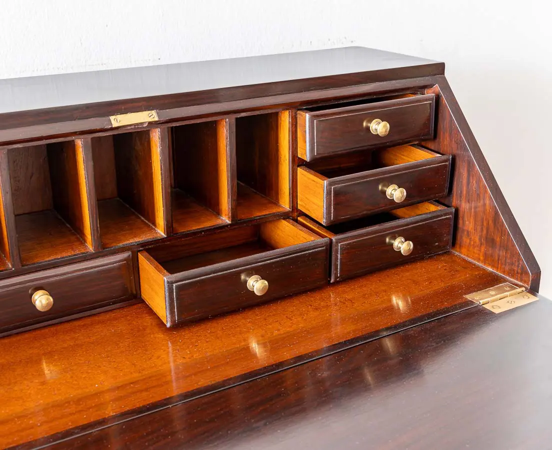 British Colonial Rosewood Drop Front Bureau - The Past Perfect Collection - Singapore