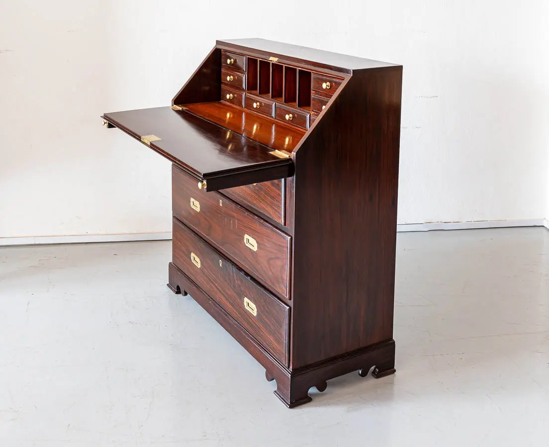British Colonial Rosewood Drop Front Bureau - The Past Perfect Collection - Singapore