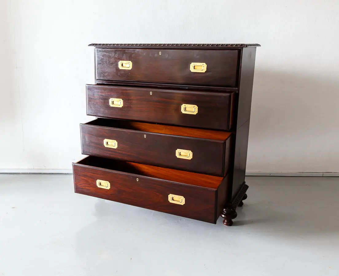 British Colonial Rosewood Secretaire Chest of Drawers - The Past Perfect Collection - Singapore