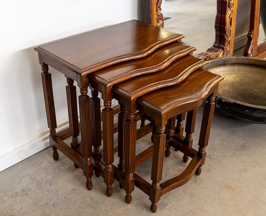 British Colonial Teakwood Nest of Tables - The Past Perfect Collection Singapore
