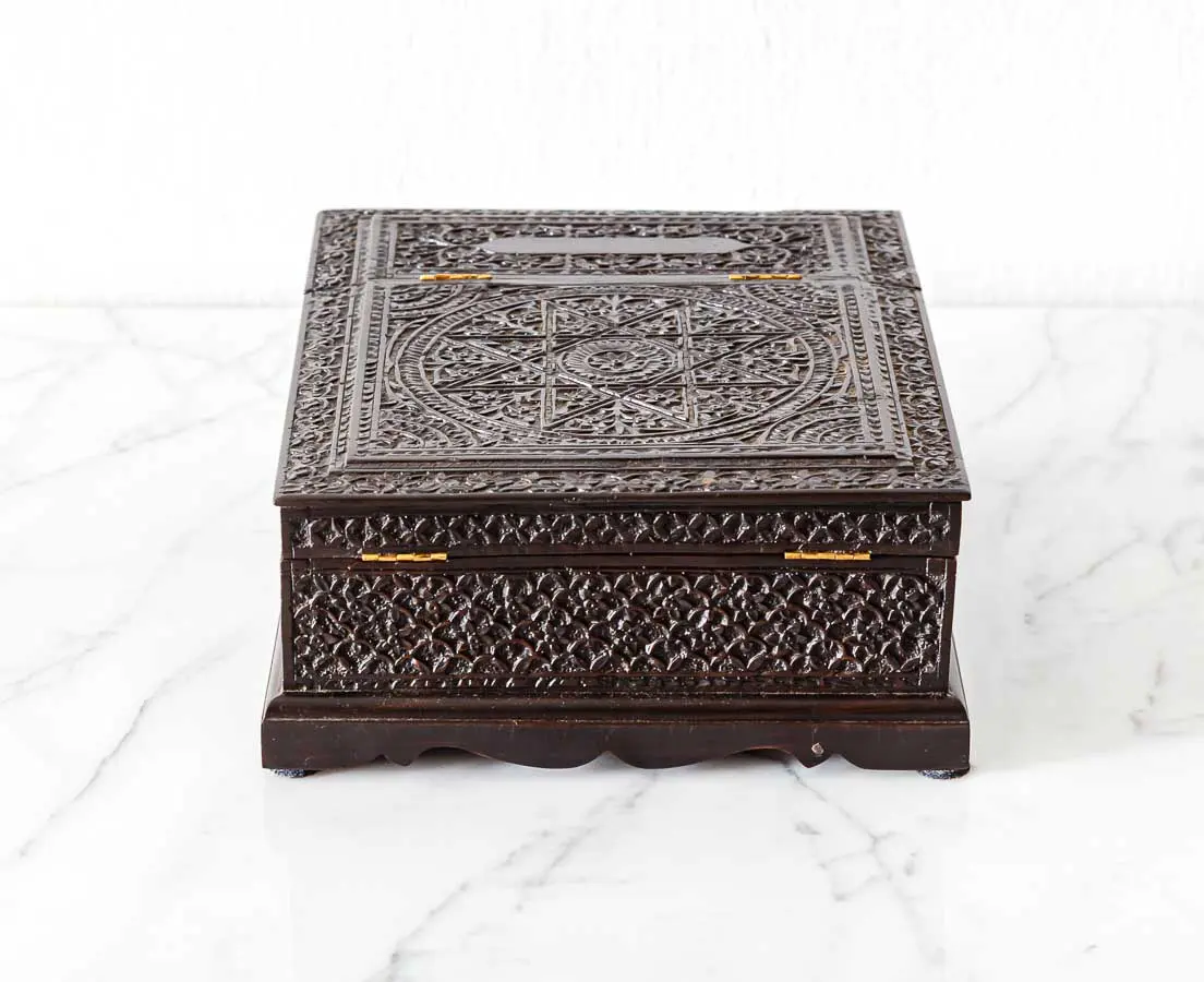 Antique Boxes - British Colonial Ebony Dressing Box - The Past Perfect Collection