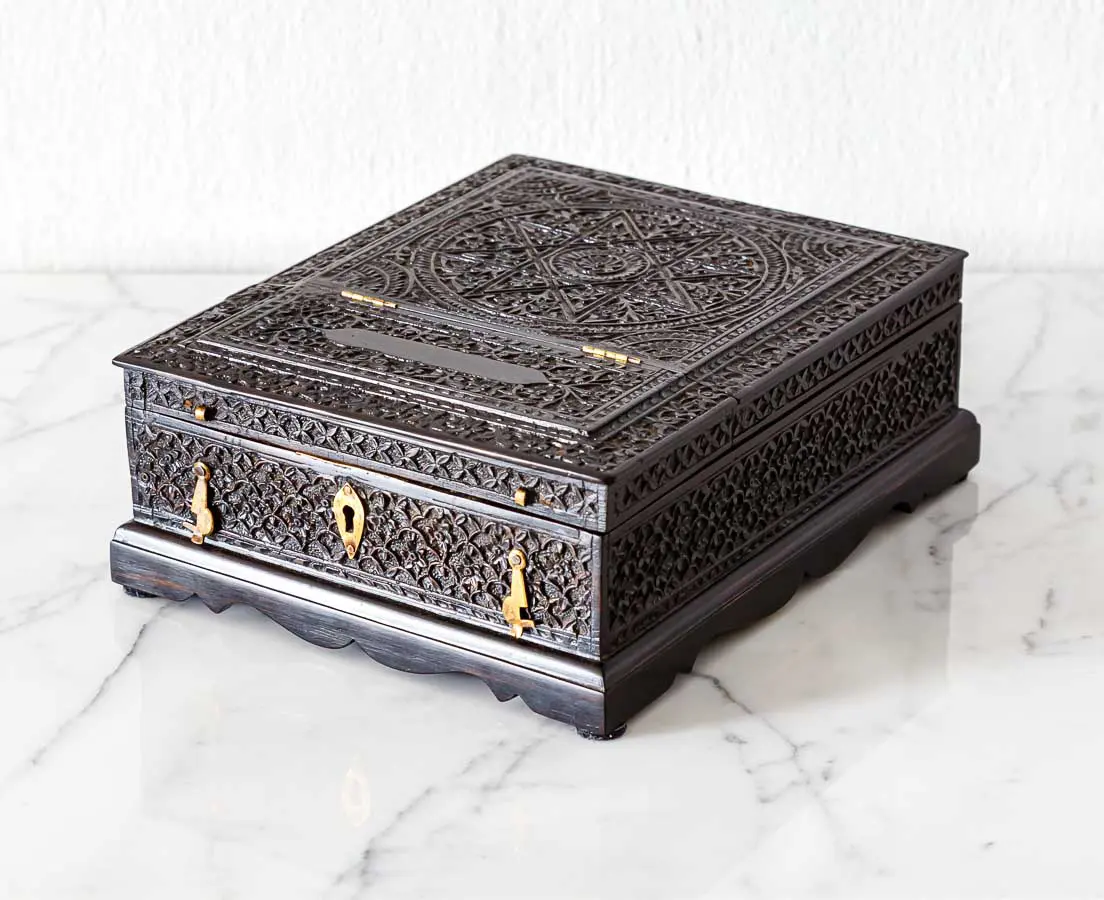 Antique Boxes - British Colonial Ebony Dressing Box - The Past Perfect Collection