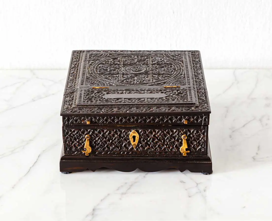 Antique Boxes - British Colonial Ebony Dressing Box - The Past Perfect Collection
