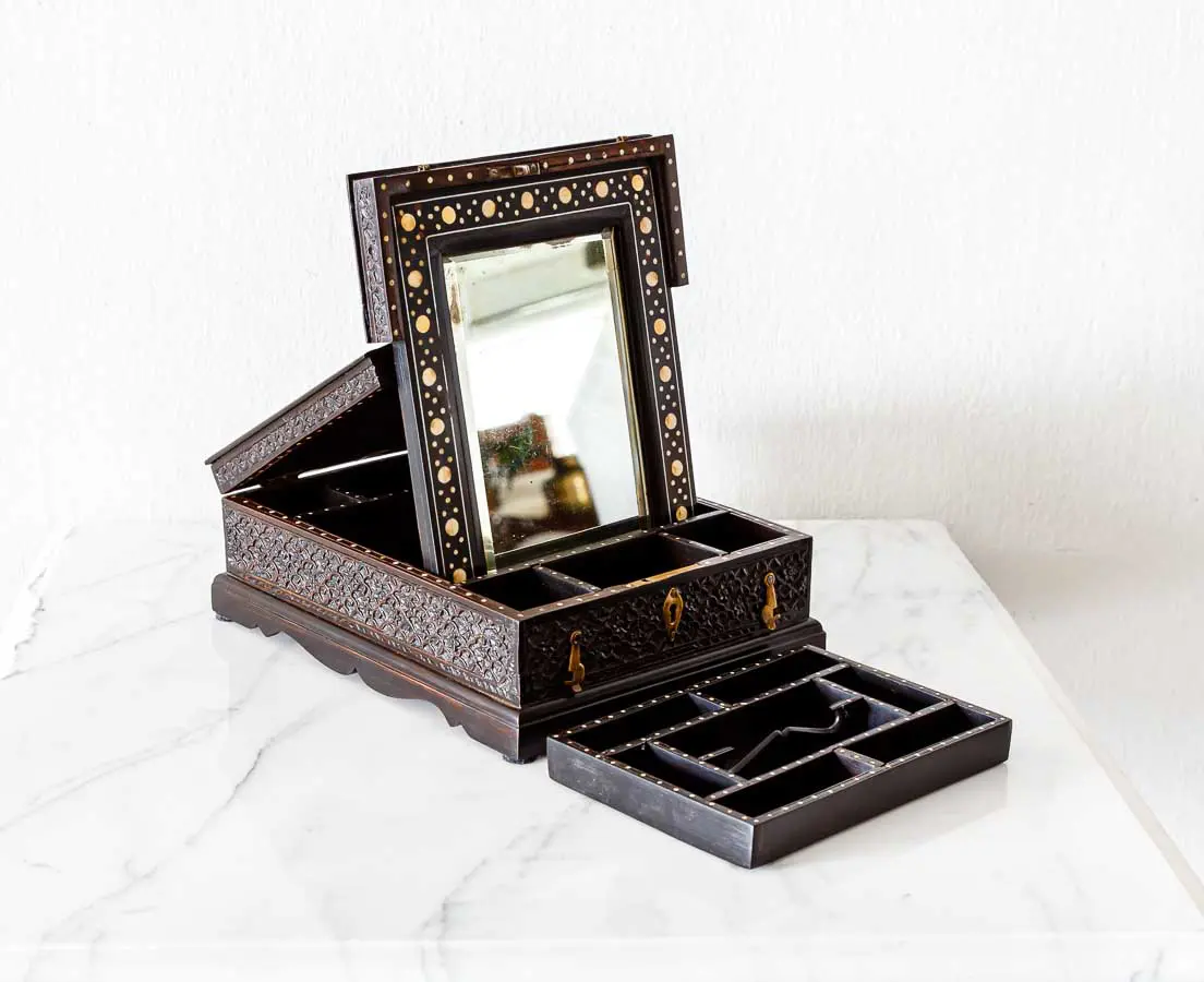 Antique Boxes - British Colonial Ebony Dressing Box - The Past Perfect Collection