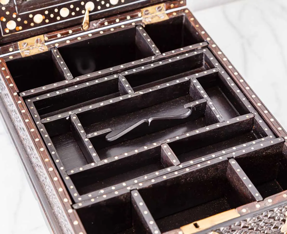 Antique Boxes - British Colonial Ebony Dressing Box - The Past Perfect Collection