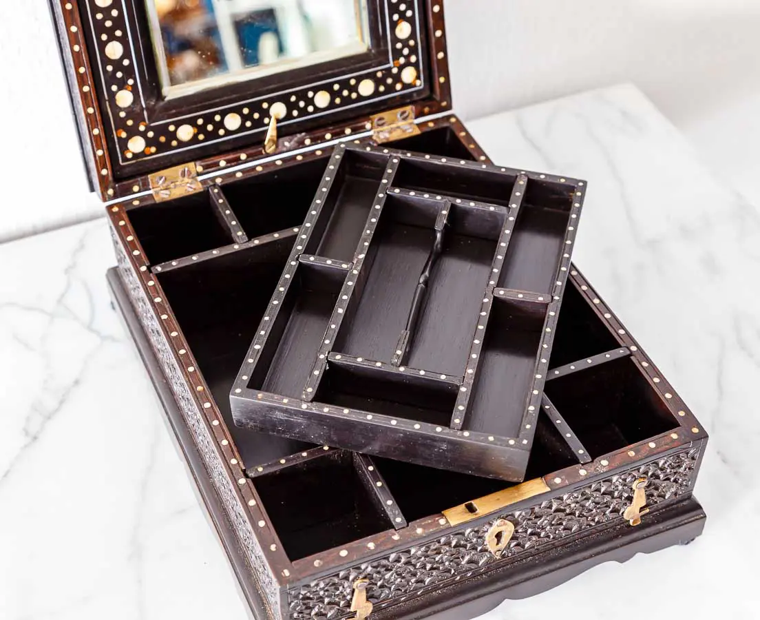 Antique Boxes - British Colonial Ebony Dressing Box - The Past Perfect Collection