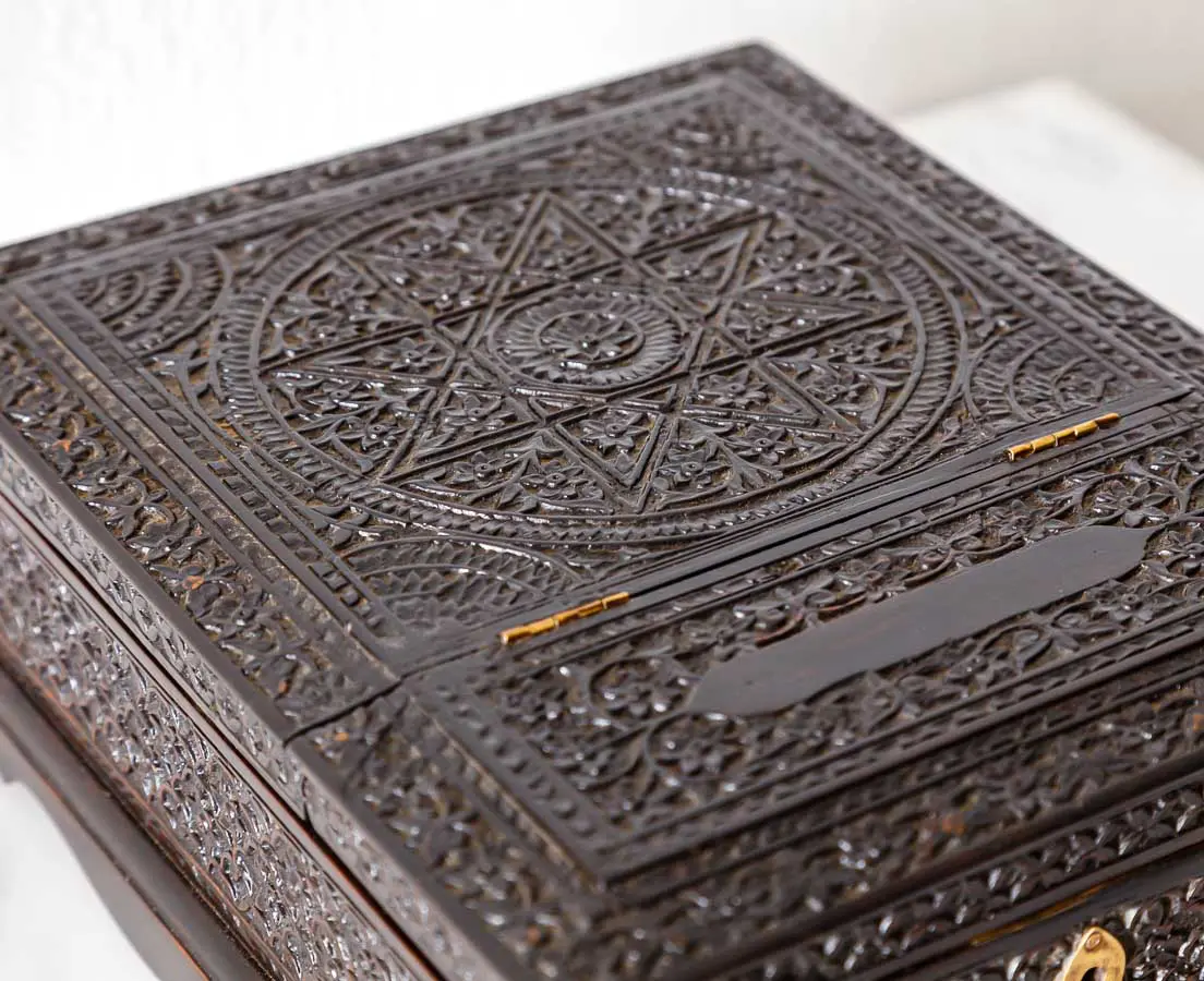 Antique Boxes - British Colonial Ebony Dressing Box - The Past Perfect Collection