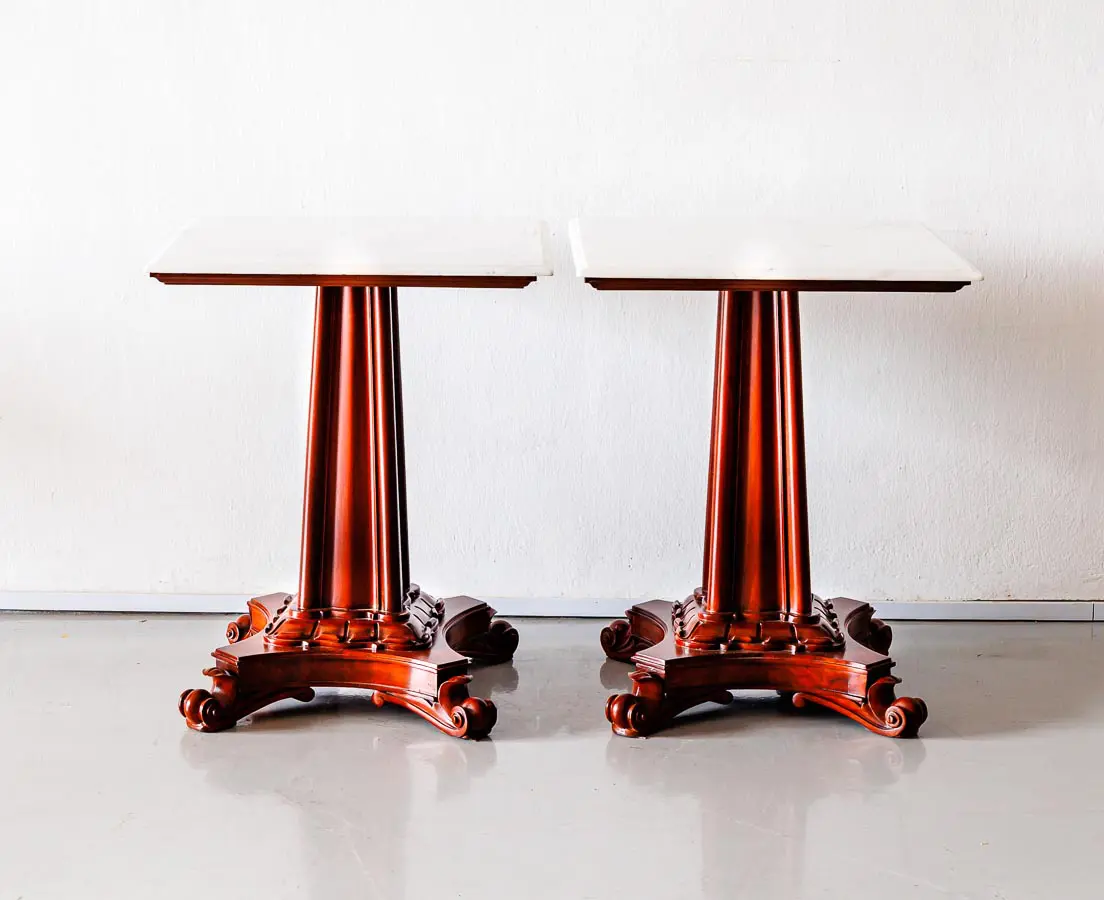 Antique Side Tables - Pair of British Colonial Mahogany Side Tables - The Past Perfect Collection - Singapore