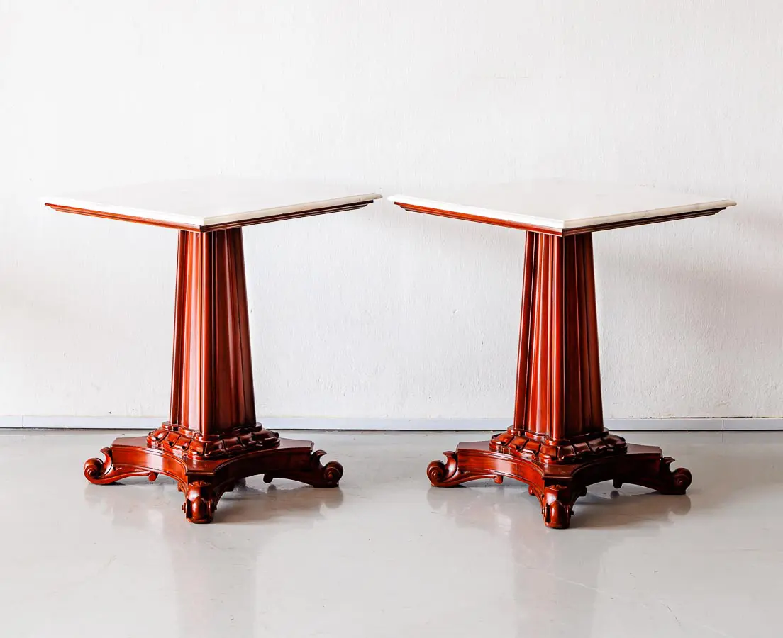 Antique Side Tables - Pair of British Colonial Mahogany Side Tables - The Past Perfect Collection - Singapore