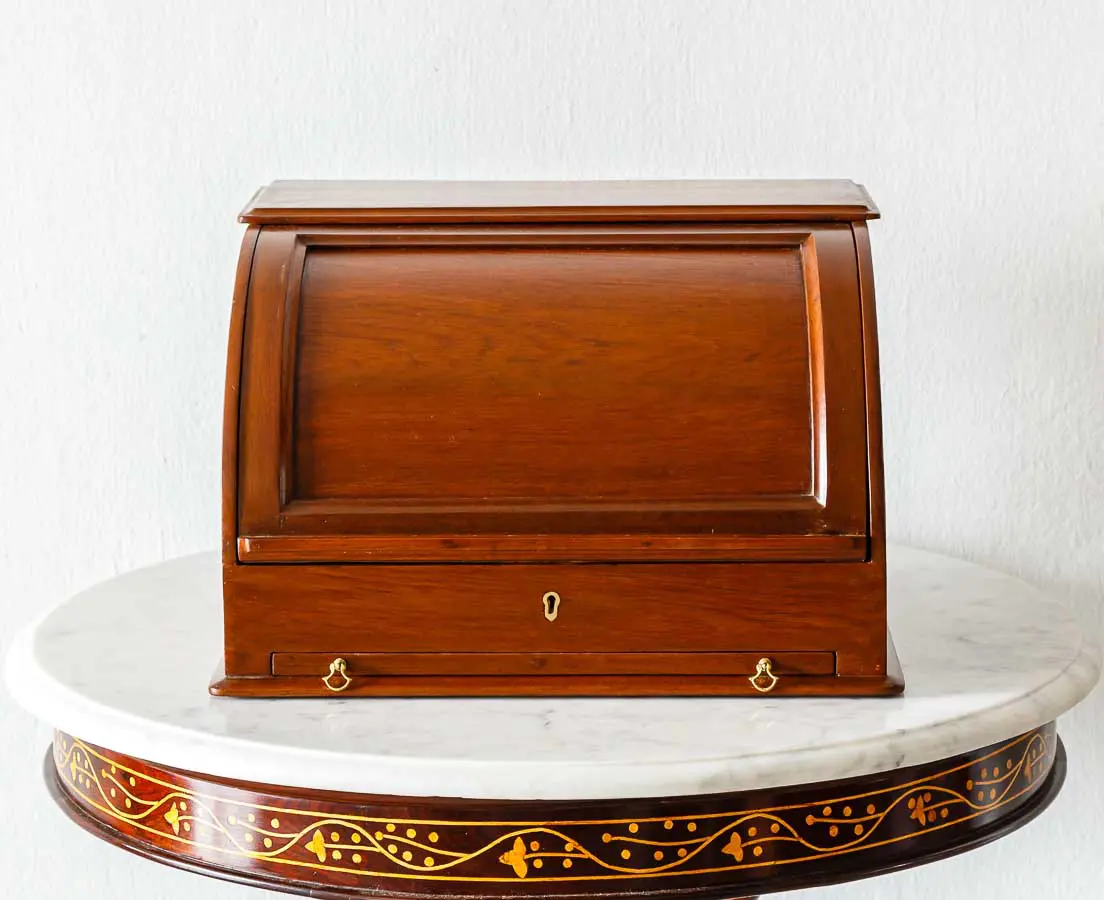 Antique Boxes - British Colonial Teakwood Cylinder Writing Box - The Past Perfect Collection - Singapore