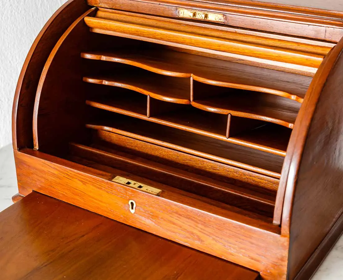 Antique Boxes - British Colonial Teakwood Cylinder Writing Box - The Past Perfect Collection - Singapore