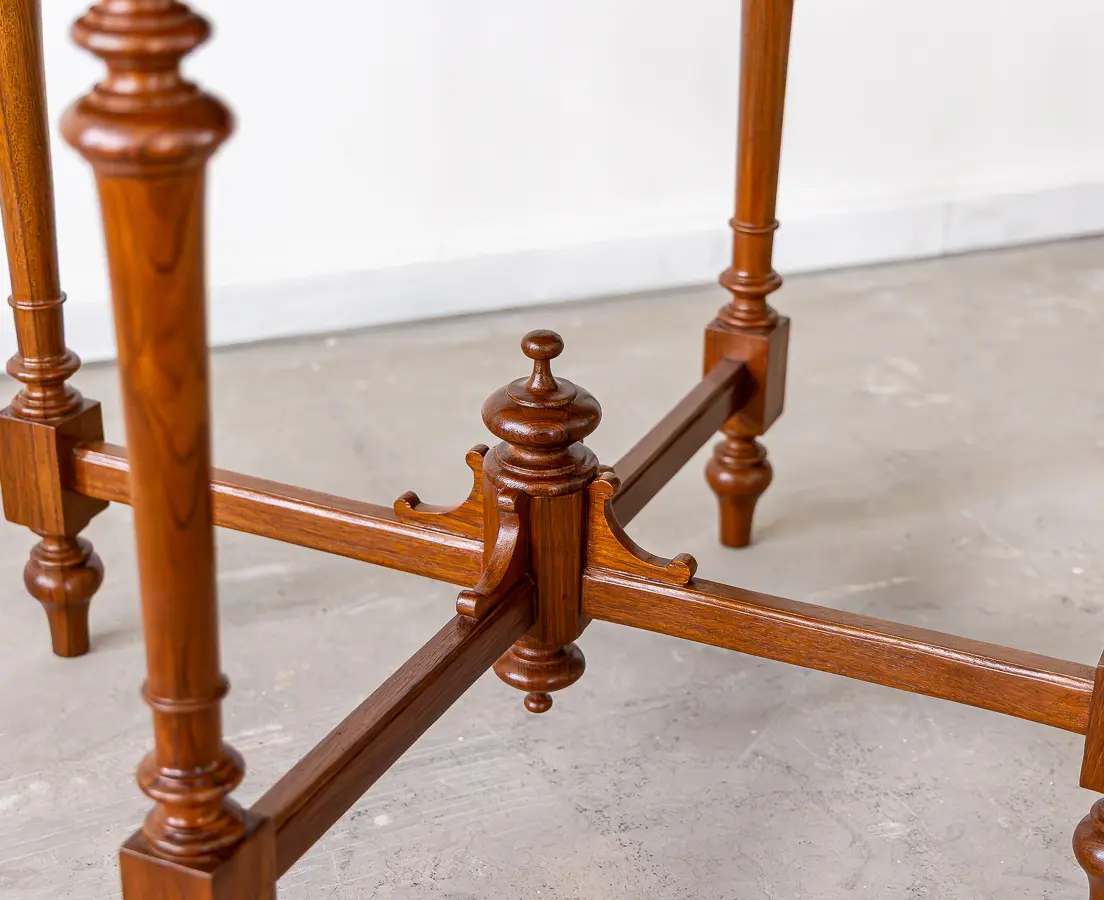Teakwood Round Marble Table
