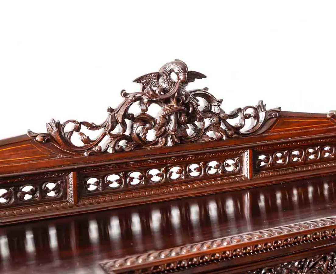 Antique British Colonial Inlaid and Carved Davenport Desk - The Past Perfect Collection - Singapore