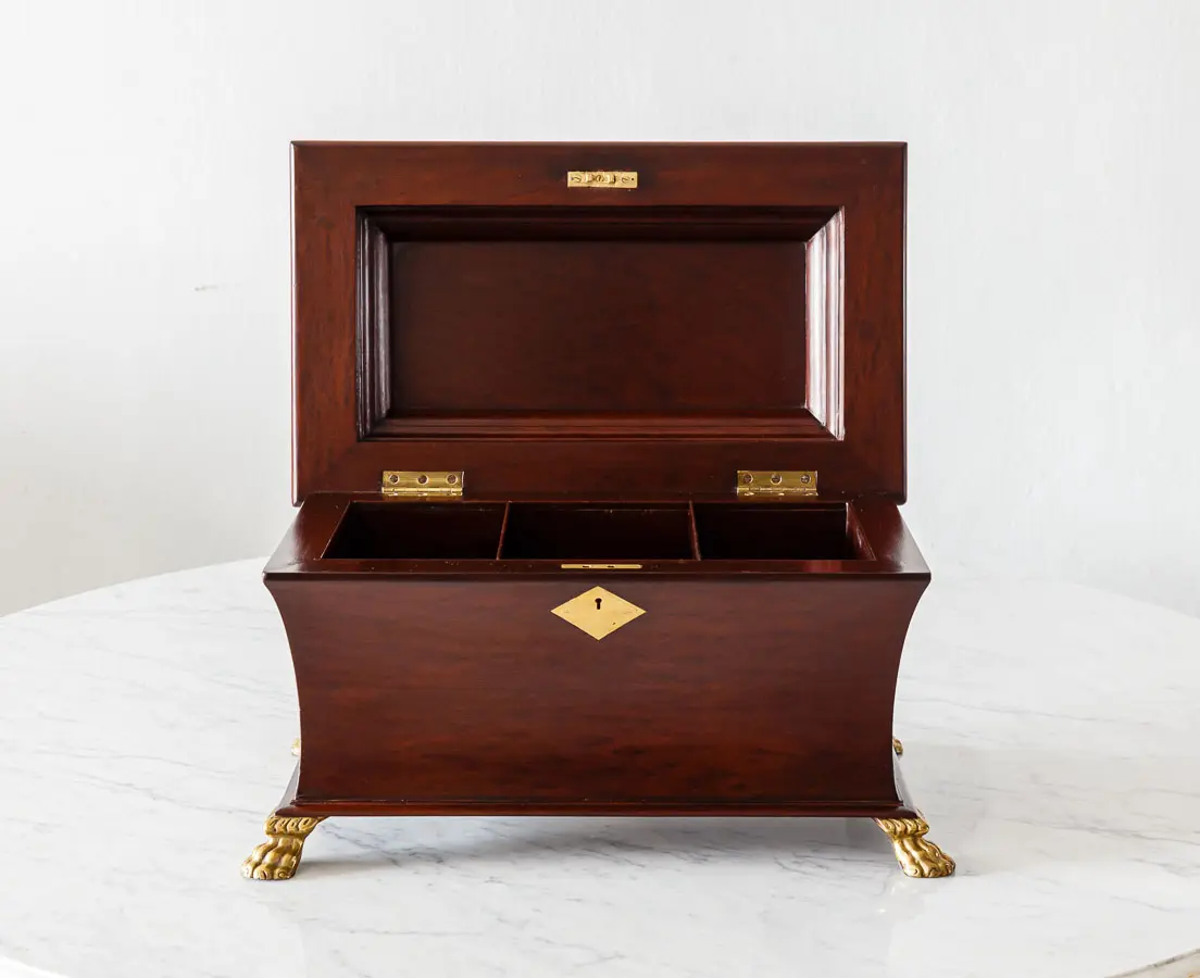 British Colonial Mahogany Tea Caddy - The Past Perfect Collection - Singapore