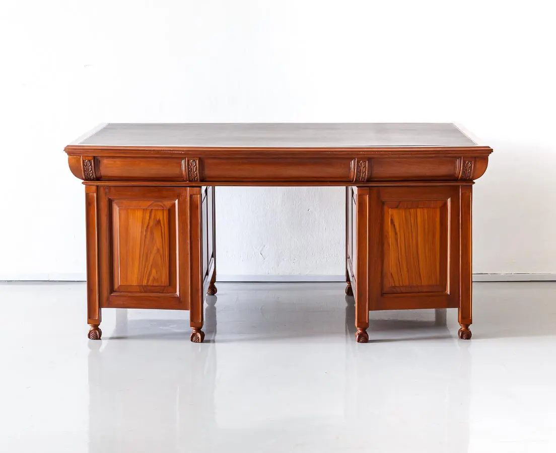 Antique Desks - British Colonial Teakwood Bow Fronted Desk - The Past Perfect Collection - Singapore