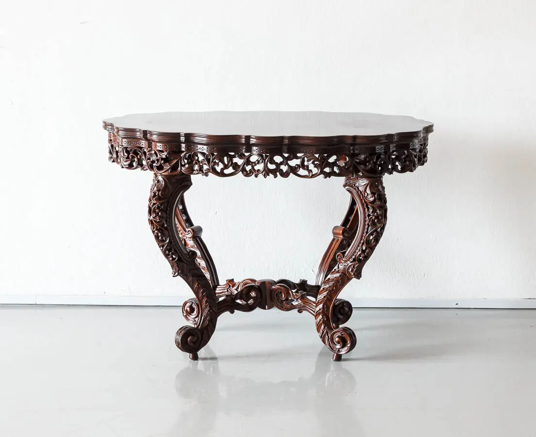 Antique Tables - British Colonial Oval Rosewood Center Table - The Past Perfect Collection - Singapore