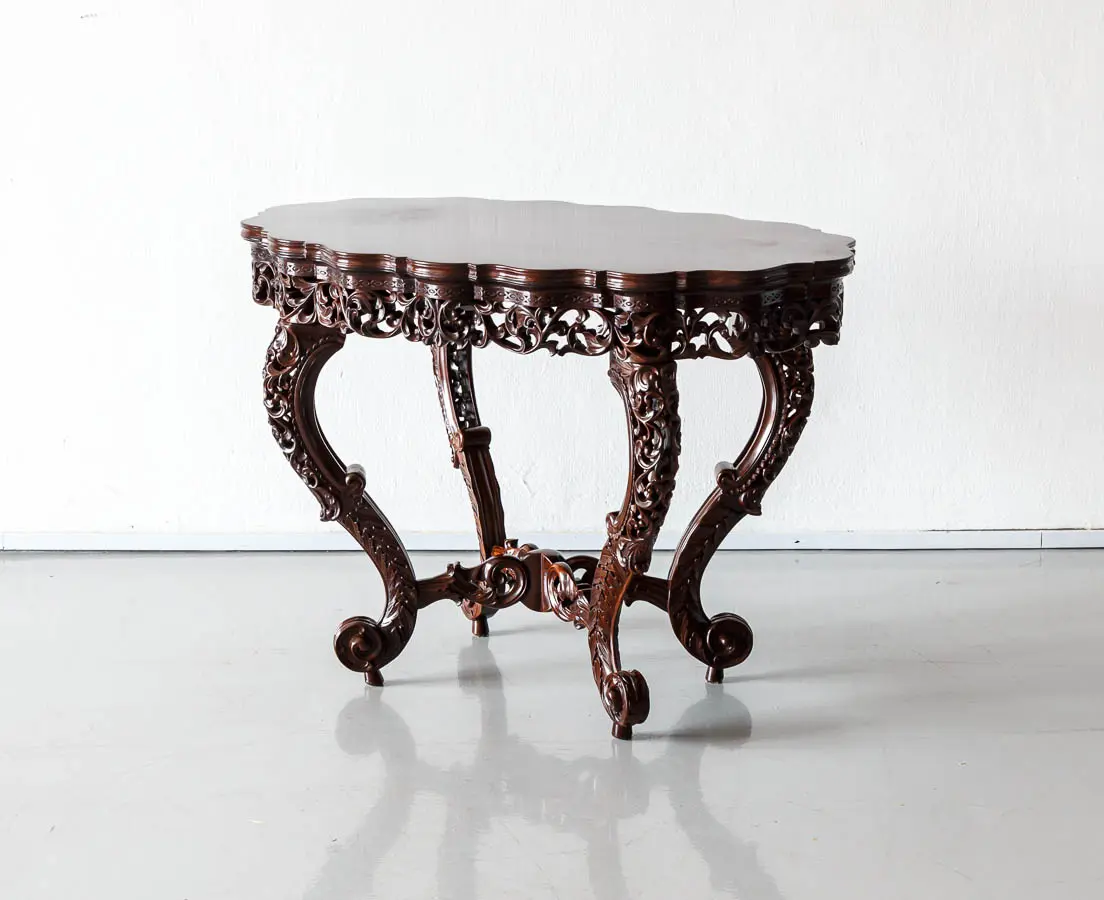 Antique Tables - British Colonial Oval Rosewood Center Table - The Past Perfect Collection - Singapore