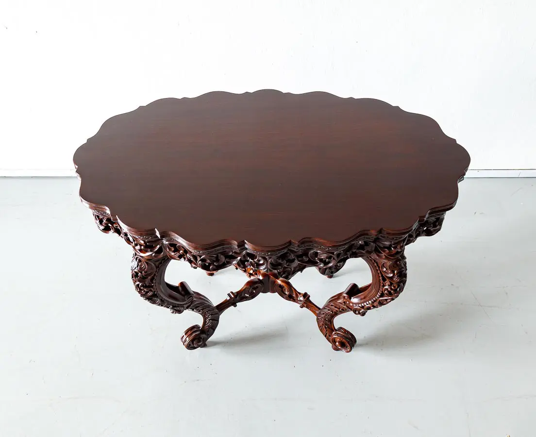 Antique Tables - British Colonial Oval Rosewood Center Table - The Past Perfect Collection - Singapore