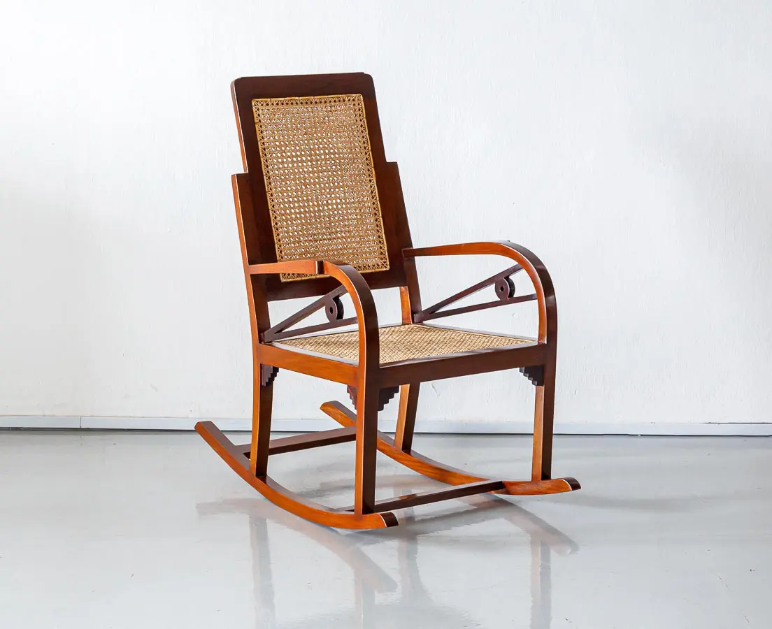 Art Deco Furniture - Teakwood Art Deco Rocking Chair - The Past Perfect Collection - Singapore
