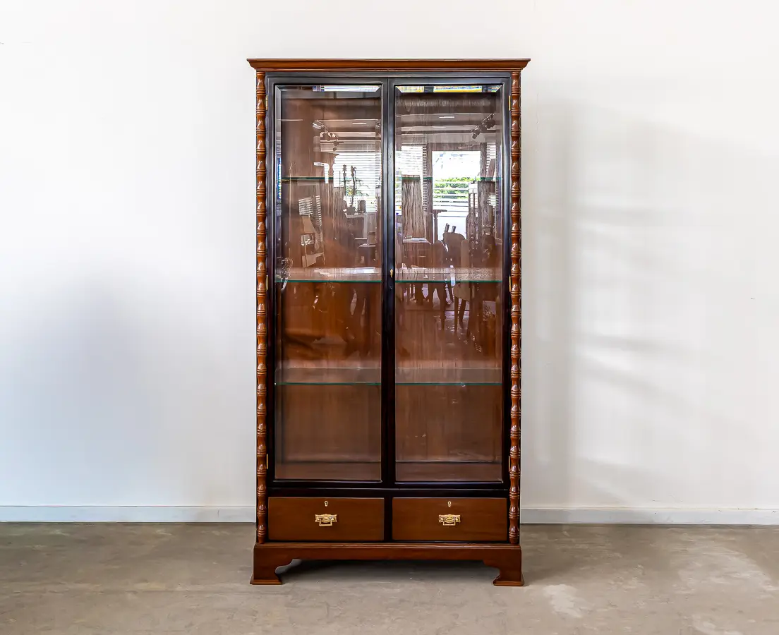 Teakwood & Rosewood Display Cupboard Three Glass Shelves
