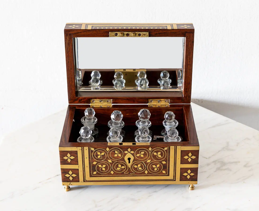 Antique Boxes - British Colonial Rosewood Perfume Box - The Past Perfect Collection - Singapore