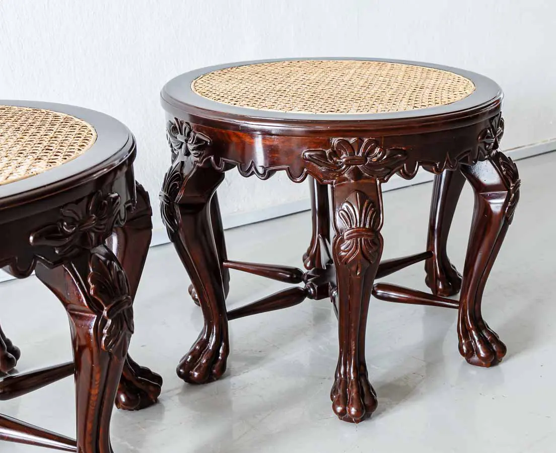 Antique Chairs - Portuguese Colonial Rosewood Stools - The Past Perfect Collection