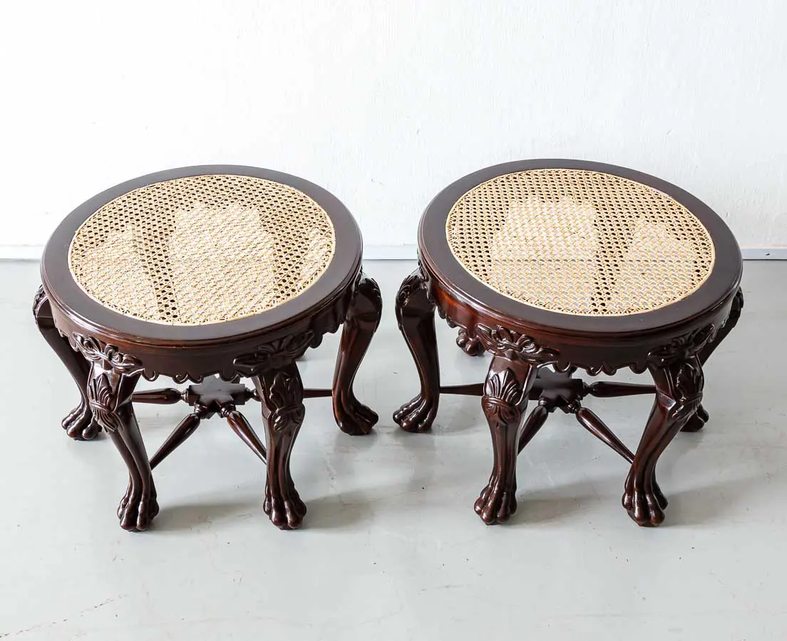 Antique Chairs - Portuguese Colonial Rosewood Stools - The Past Perfect Collection