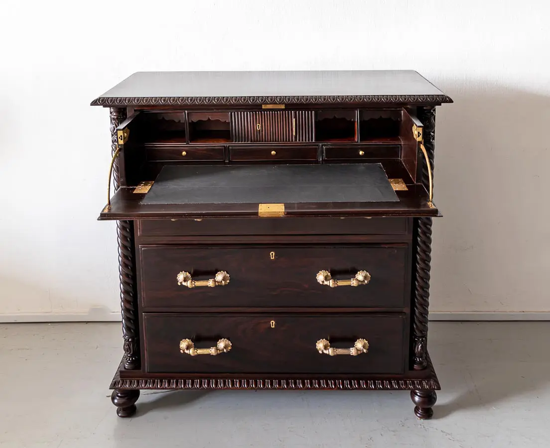 Antique Rosewood Secretaire Chest of Drawers - The Past Perfect Collection - Singapore