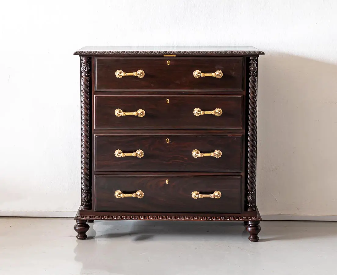 Antique Rosewood Secretaire Chest of Drawers - The Past Perfect Collection - Singapore