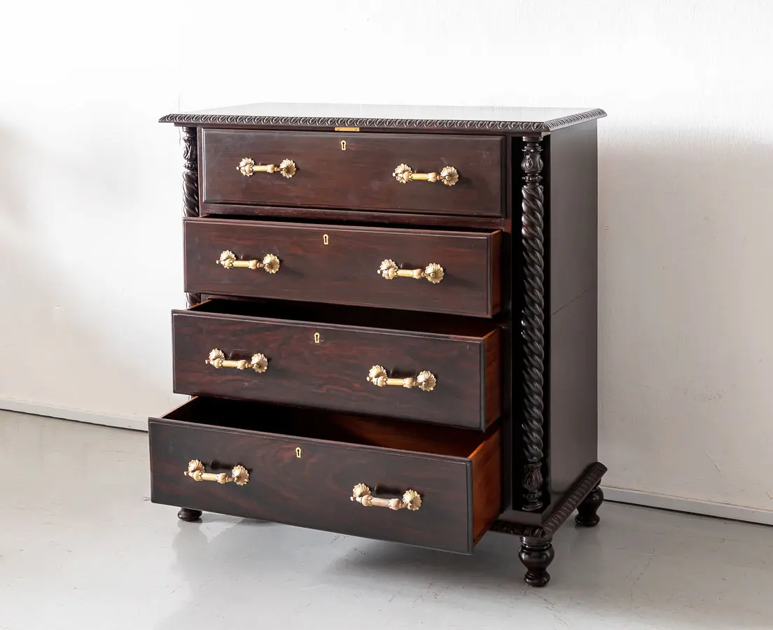 Antique Rosewood Secretaire Chest of Drawers - The Past Perfect Collection - Singapore