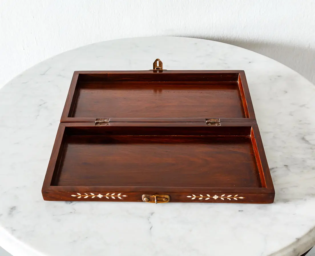 Antique Boxes - British colonial Inlaid Games Box - The Past Perfect Collection - Singapore