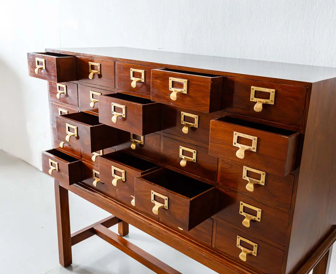 Antique Chests of Drawers - British Colonial Teakwood Apothecary Cabinet - The Past Perfect Collection - Singapore