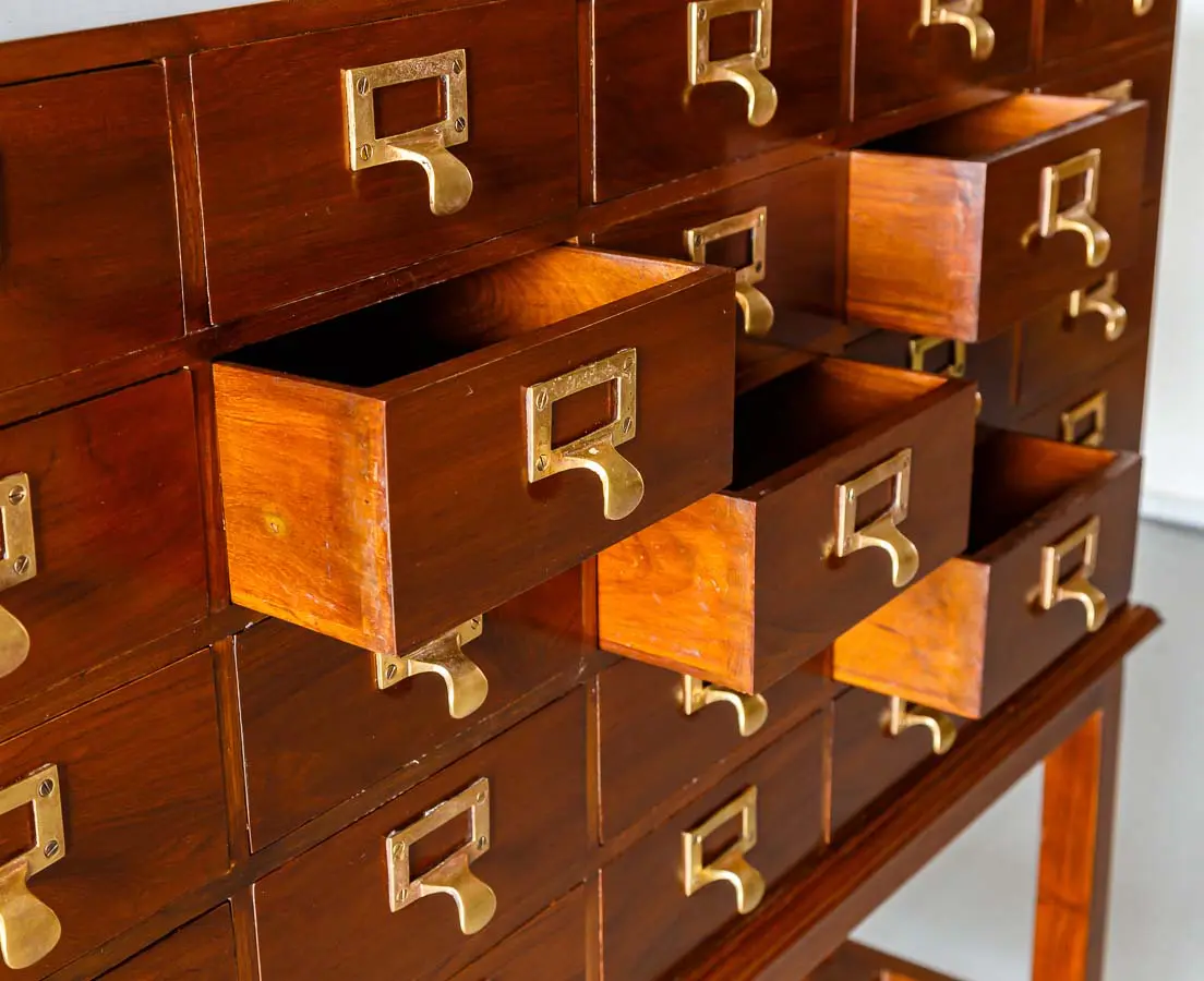 Antique Chests of Drawers - British Colonial Teakwood Apothecary Cabinet - The Past Perfect Collection - Singapore