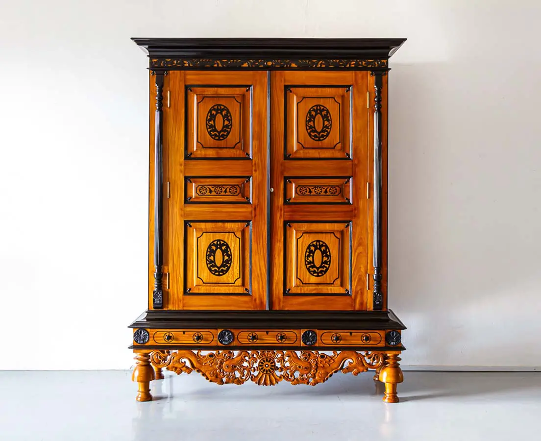 Antique Cupboards - Dutch Colonial Satinwood & Ebony Cupboard - The Past Perfect Collection - Singapore
