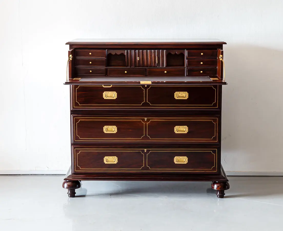 Antique Secretaire - British Colonial Secretaire Chest of Drawers - The Past Perfect Collection - Singapore