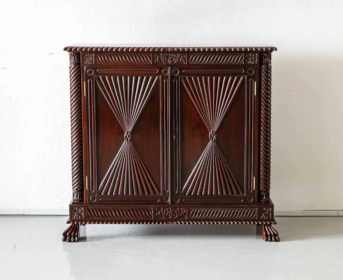 Antique Sideboards - British Colonial Rosewood Sunburst Sideboard - The Past Perfect Collection - Singapore