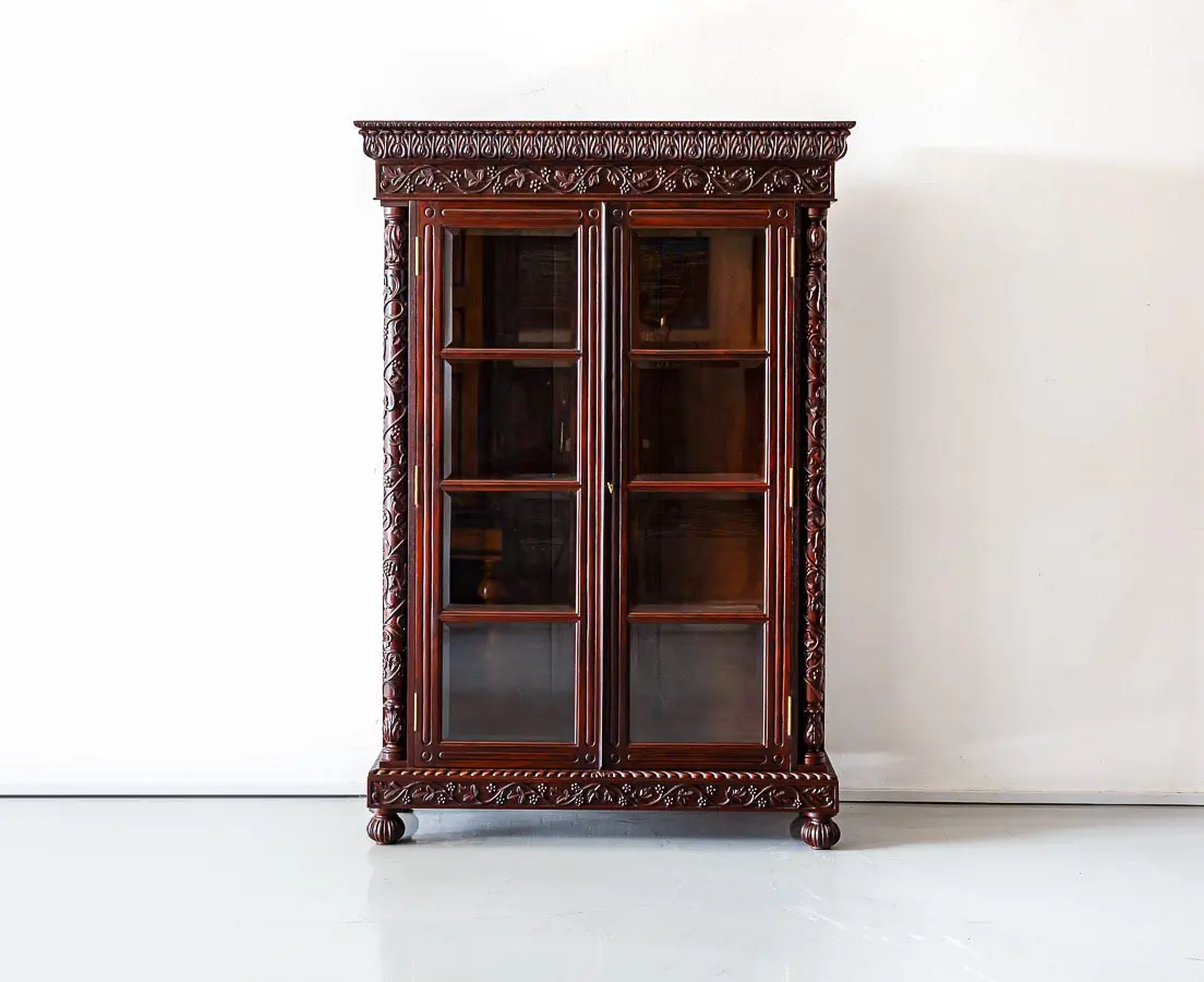 Antique Cabinets - British Colonial Rosewood Glass Front Cabinet - The Past Perfect Collection - Singapore