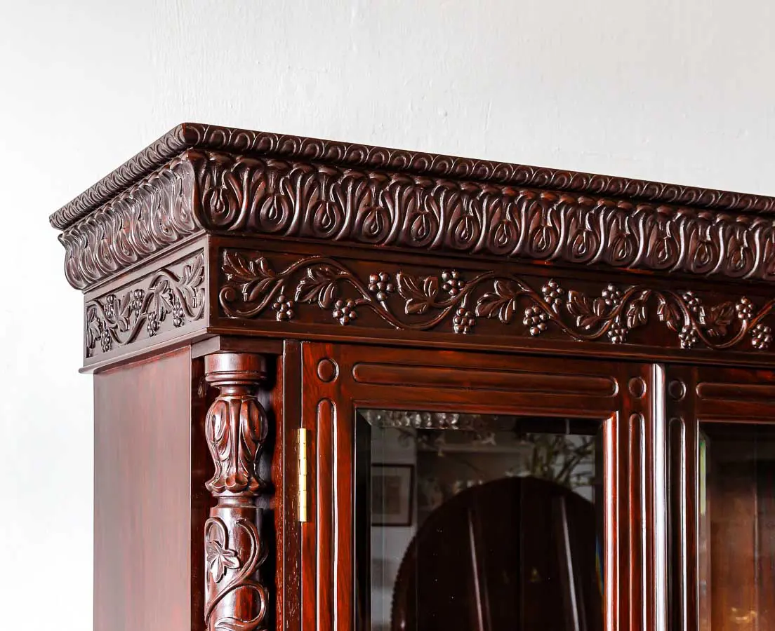 Antique Cabinets - British Colonial Rosewood Glass Front Cabinet - The Past Perfect Collection - Singapore