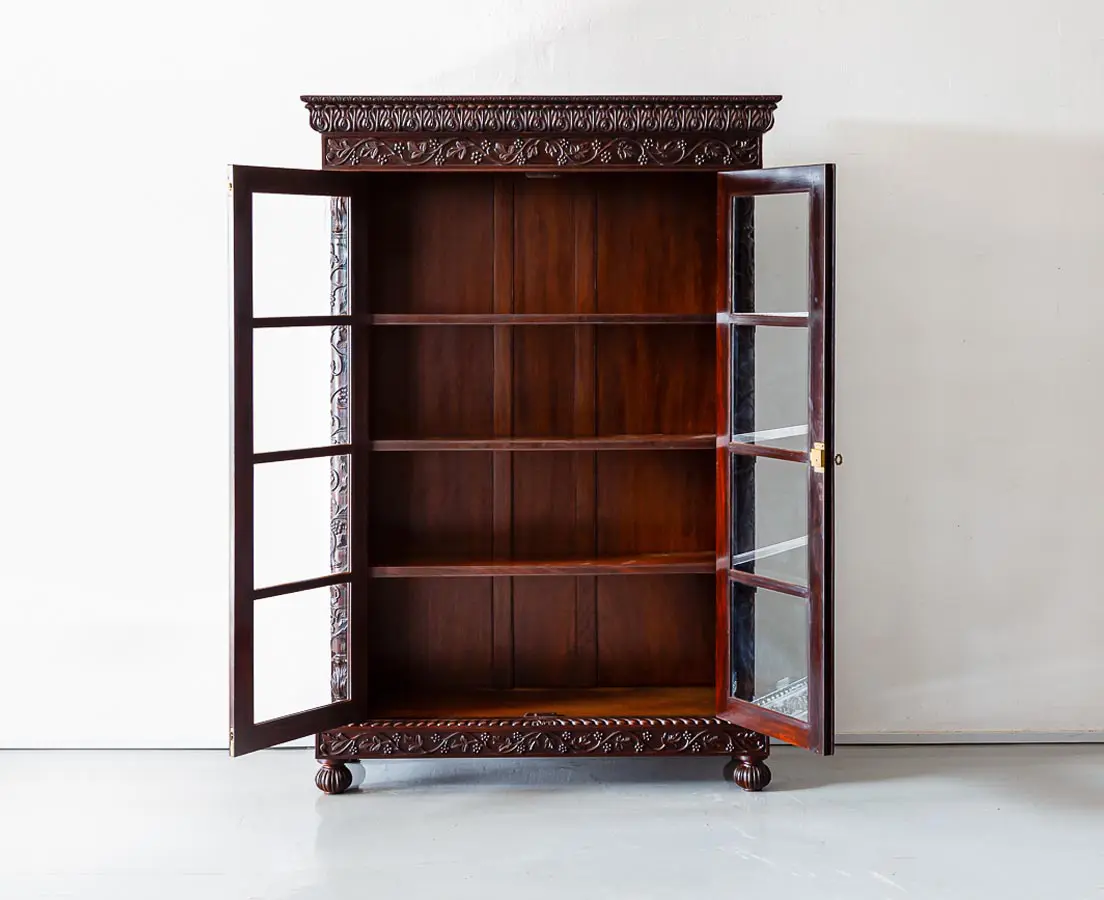 Antique Cabinets - British Colonial Rosewood Glass Front Cabinet - The Past Perfect Collection - Singapore