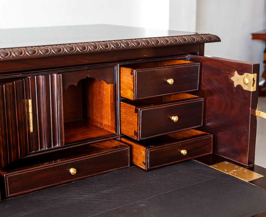 Antique Chest of Drawers - British Colonial Rosewood Secretaire Chest of Drawers - The Past Perfect Collection - Singapore