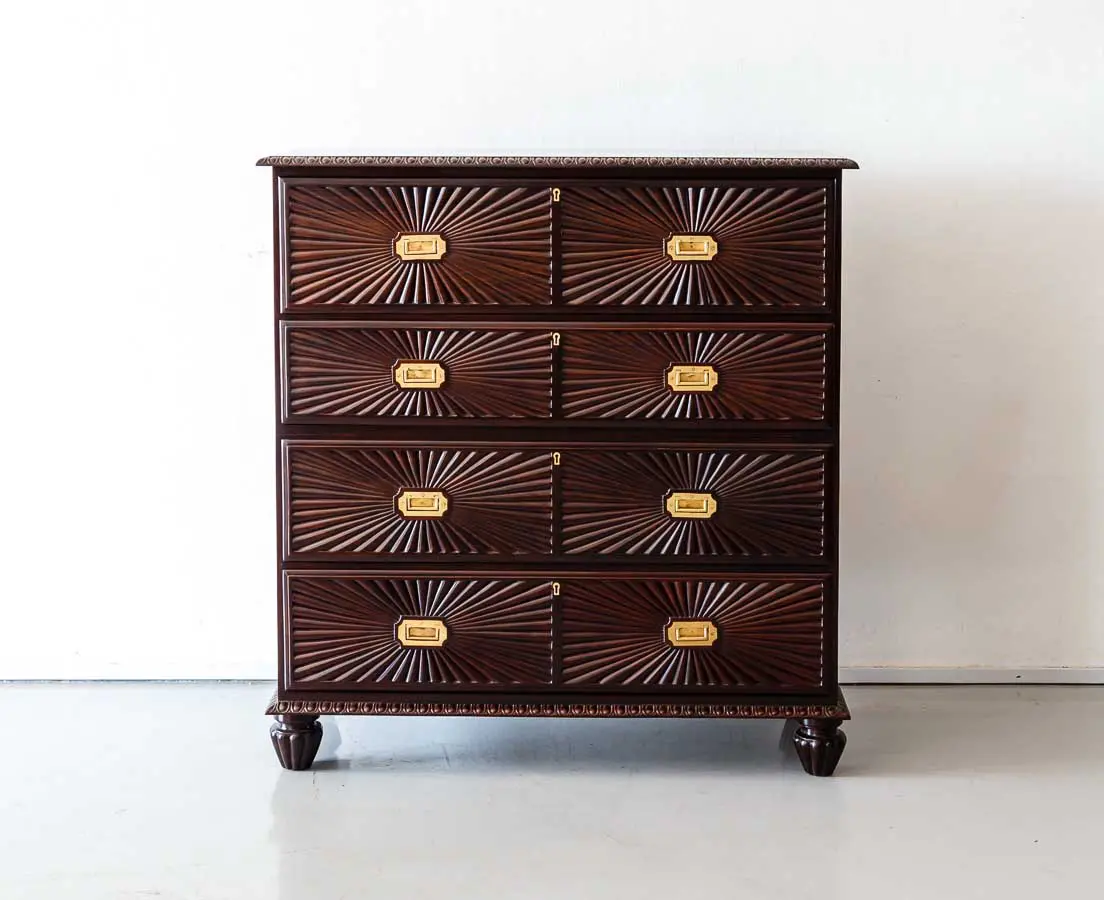 Antique Chest of Drawers - British Colonial Rosewood Secretaire Chest of Drawers - The Past Perfect Collection - Singapore