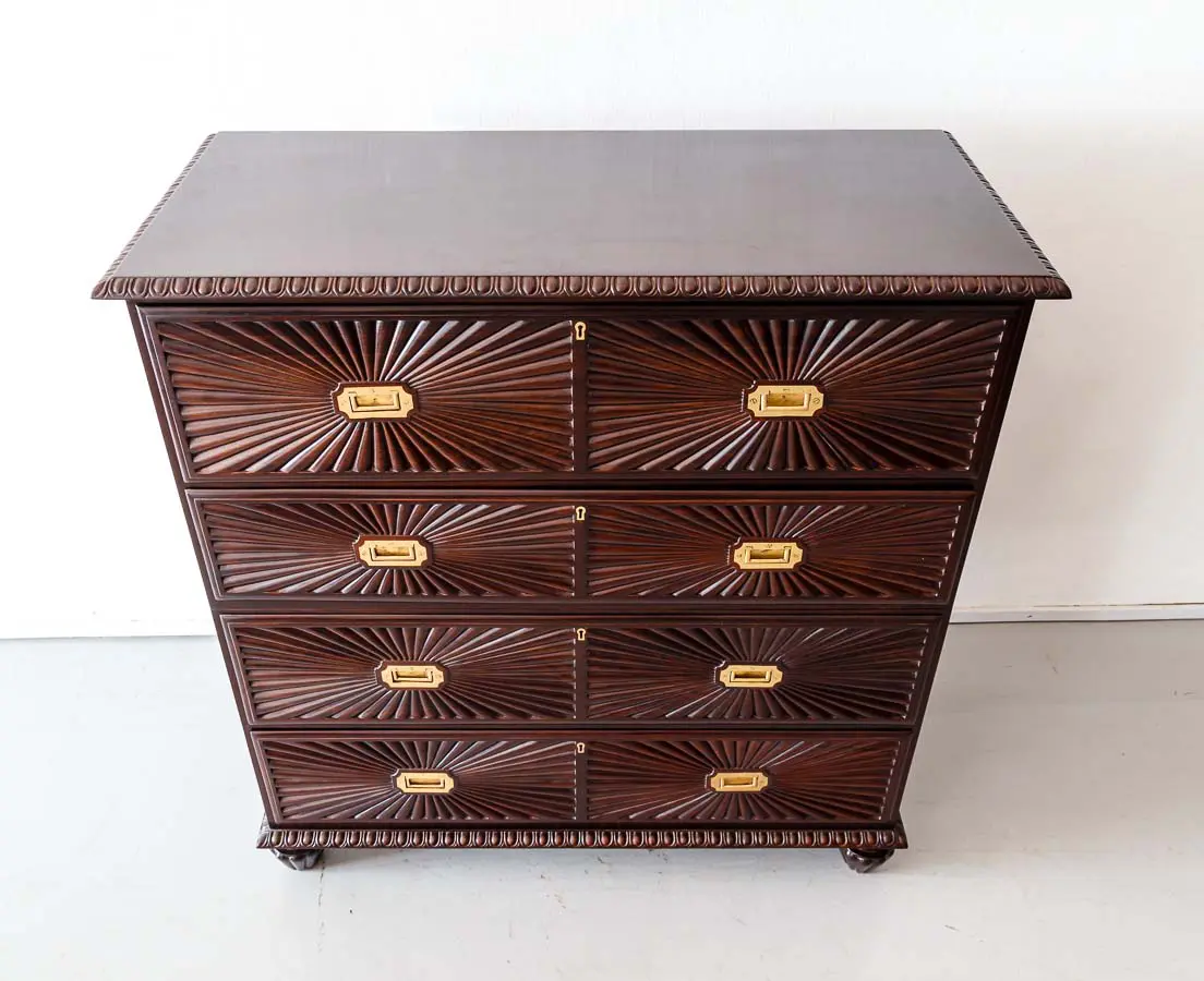 Antique Chest of Drawers - British Colonial Rosewood Secretaire Chest of Drawers - The Past Perfect Collection - Singapore